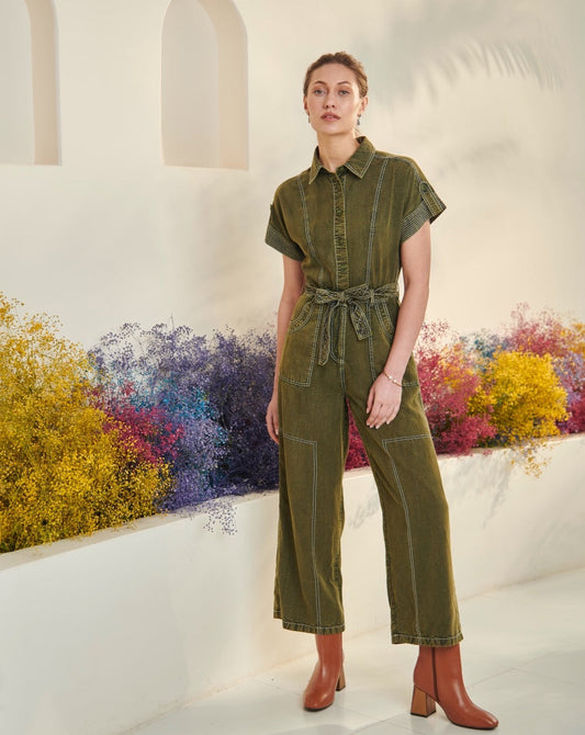 Adele Olive Jumpsuit